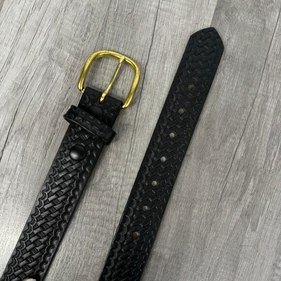 Boston Leather Classic Black Leather Belt Removable Buckle Size 34 - Picture 4 of 9